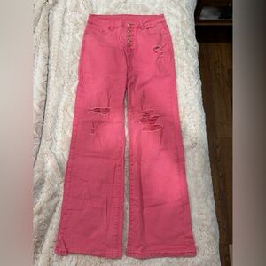 Pink Distressed Jeans